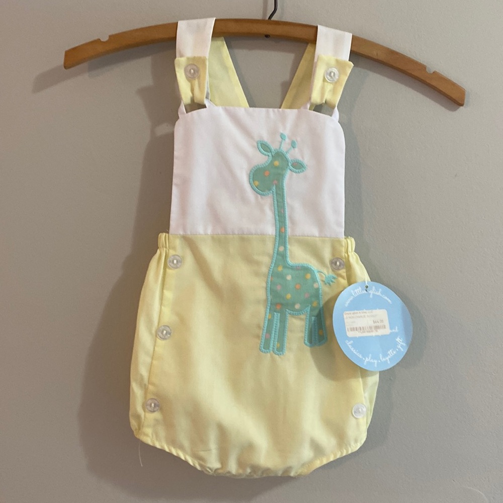 NWT Little English infant boy’s giraffe summer romper